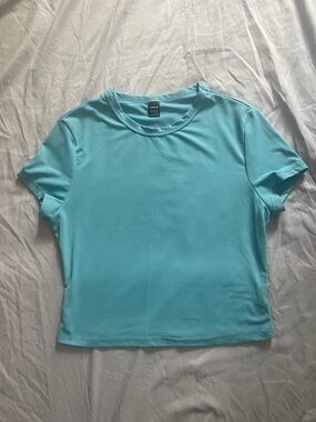 SHEIN Aqua Crewneck Short Sleeve Tee